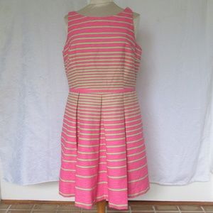 Sleeveless Pink and Cream Striped Fit-and-Flare Dress